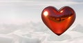 crystal crimson red valentine heart floating over fantastical white snow landscape, fantasy concept art, generative AI