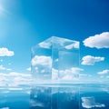 Crystal Cube Reflecting Serene Sky Royalty Free Stock Photo