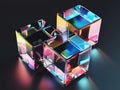 Crystal Cubes with Colorful Reflections on Dark Background Royalty Free Stock Photo