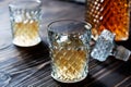 Crystal Decanter. Crystal glasses. Brandy, cognac, whiskey. Royalty Free Stock Photo