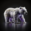 Crystal design shiny happy cute bear animal, gemstone amethyst nature graphic background Generative AI