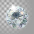 Crystal diamond brilliant gem jewelry precious stone. Realistic 3d detailed vector illustration on transparent