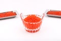 Crystal dish with red caviar