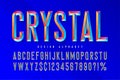 Crystal display font with facets, alphabet, letters and numbers.