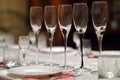 Crystal exposed in a row on a table Royalty Free Stock Photo