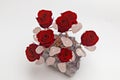 Crystal fengshui tree preserved red roses arrangement, everlasting flowers Royalty Free Stock Photo