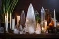 crystal formations on a modern spiritual altar