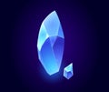 Crystal gem, blue magic gemstones isolated icons Royalty Free Stock Photo