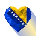 Crystal gem jewelry Bosnian Herzegovinian heart with the flag of Bosnia-Herzegovina Royalty Free Stock Photo