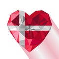 Crystal gem jewelry Danish heart with the flag of the Kingdom of Denmark.