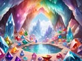 crystal gem stone in the cave. illustration Royalty Free Stock Photo