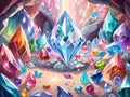 crystal gem stone in the cave. illustration Royalty Free Stock Photo