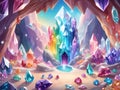 crystal gem stone in the cave. illustration Royalty Free Stock Photo