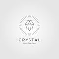 Crystal gems logo jewelry line art monoline vector icon illustration design