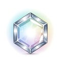 Crystal Gemstone: A Sparkling Hexagon with Rainbow Reflections on White Royalty Free Stock Photo
