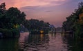 Crystal glass bridge in Guilin at dusk Royalty Free Stock Photo