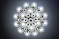 Crystal glass chandelier view from bottom Royalty Free Stock Photo