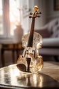 Crystal glass classic violin with golden ornaments in a calm ambiance Generative AI Illustration