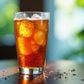 Crystal glass of iced tea, condensation on surface, glass, drink Royalty Free Stock Photo