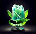 Crystal glass rose bud. Transparent icy flower