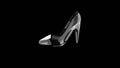 A crystal or glass slipper or high heel shoe on a black background, Cinderella concept. 3d render Royalty Free Stock Photo