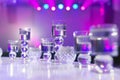 Crystal glasses as part of the wedding banquet table setting Royalty Free Stock Photo