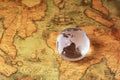 Crystal Global on old map Royalty Free Stock Photo