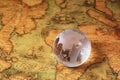 Crystal Global on old map Royalty Free Stock Photo