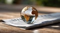 Globe on newspaper Royalty Free Stock Photo