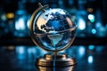 Crystal globe integrated with real time stock data, a symbol of global finance