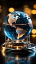 Crystal globe integrated with real time stock data, a symbol of global finance
