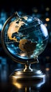 Crystal globe integrated with real time stock data, a symbol of global finance