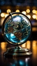 Crystal globe integrated with real time stock data, a symbol of global finance