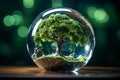 Crystal Globe and Tree Harmony. Generative By Ai Royalty Free Stock Photo