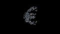 crystal glowing clear diamonds euro sign on black, isolated - object 3D rendering