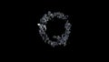 crystal glowing finest diamonds letter Q on black, isolated - object 3D illustration