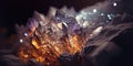 Crystal glowing quartz. Purple and Orange Mineral stones. Uncut gems. crystalized growth. Royalty Free Stock Photo