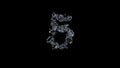 crystal glowing transparent diamonds number 5 on black, isolated - object 3D illustration