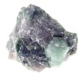 crystal of green Beryl in raw rock on white