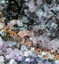 Crystal healing beautiful quartz gem stone. Iridescent natural geometric crystals. Royalty Free Stock Photo