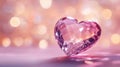 Crystal heart casting reflections and sparkling light in a soft and dreamy setting Royalty Free Stock Photo