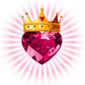 Crystal heart with crown Royalty Free Stock Photo