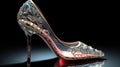 Crystal high-heeled shoes, noble, top class, silk decoration. Generative AI