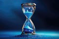 Crystal Hourglass With A Shimmering Blue Background. Generative AI Royalty Free Stock Photo