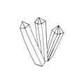Crystal icon, sticker. sketch hand drawn doodle style. minimalistic, monochrome. jewel, shining, treasure
