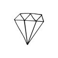 Crystal icon, sticker. sketch hand drawn doodle style. minimalistic, monochrome. jewel, shining, treasure