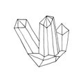 Crystal icon, sticker. sketch hand drawn doodle style. minimalistic, monochrome. jewel, shining, treasure