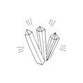 Crystal icon, sticker. sketch hand drawn doodle style. minimalistic, monochrome. jewel, shining, treasure