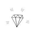 Crystal icon, sticker. sketch hand drawn doodle style. minimalistic, monochrome. jewel, shining, treasure