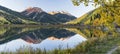 Crystal Lake Panorama Framed by Aspens Royalty Free Stock Photo